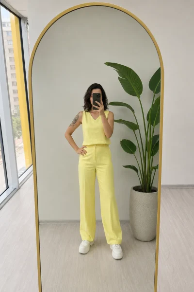 SARI CUPRA KUMAŞ ATLETLİ TAKIM – 25Y-000019(SARI) - Ayşe Kafkas Butik