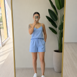 BEBE MAVİ ŞORTLU ASKILI TAKIM – 27Y-000109 - Ayşe Kafkas Butik