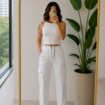 BEYAZ ÇITÇIT DETAYLI PANTOLON – 7937(BEYAZ) - Ayşe Kafkas Butik