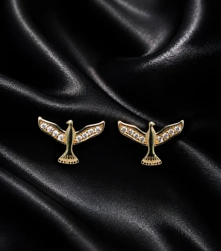 GOLD ZİRKON KANATLI ANKA KUŞU GLORY KÜPE – FK0065-10329 - Ayşe Kafkas Butik