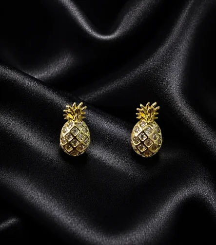GOLD ZİRKONLU ANANAS TASARIM GLORY KÜPE – FK0075-10346 - Ayşe Kafkas Butik