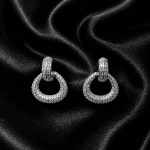 SİLVER ZİRKONLU SALLANTILI OVAL HALKA GLORY KÜPE – FK0135-10537 - Ayşe Kafkas Butik
