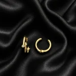 14K GOLD KAPLAMA YUVARLAK VE YILDIZ KRİSTAL TAŞLI GLORY TEKLİ KIKIRDAK KÜPE – FK14K0080-10398 - Ayşe Ka…