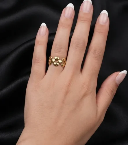 14K GOLD KAPLAMA MODERN GEOMETRİK TASARIM AYARLI GLORY YÜZÜK – FK14K0085-8654 - Ayşe Kafkas Butik