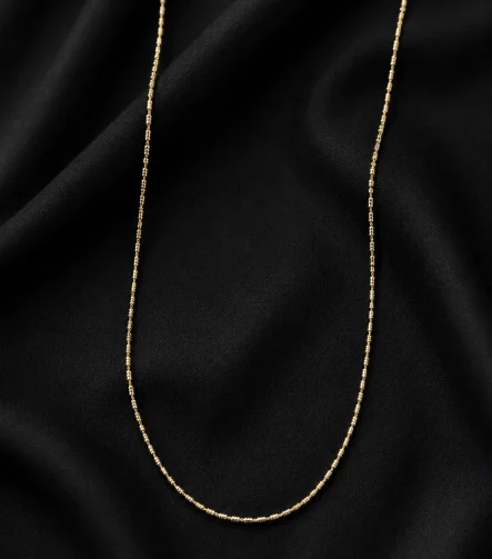 14K GOLD KAPLAMA MİNİMAL TIRTIKLI SİLİNDİR TASARIM ZİNCİR 45 CM LUXURY KOLYE – FK14K0090-4813 - Ayşe Ka…