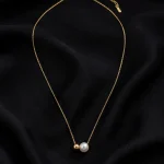 14K GOLD KAPLAMA İNCİ VE TOPÇUK DETAY ZİNCİR TASARIM LUXURY KOLYE – FK14K0100-4992 - Ayşe Kafkas Butik