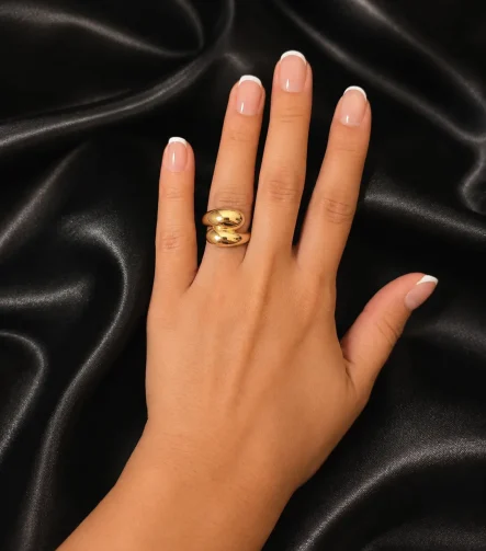 14K GOLD KAPLAMA BOMBELİ DAMLA TASARIM AYARLI GLORY YÜZÜK – FK14K0100-8677 - Ayşe Kafkas Butik