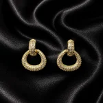 14K GOLD KAPLAMA ZİRKONLU SALLANTILI OVAL HALKA GLORY KÜPE – FK14K0135-10538 - Ayşe Kafkas Butik
