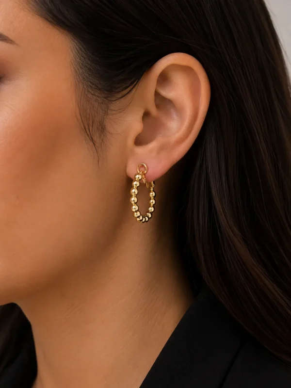 14K GOLD DORİKA TOPÇUKLU HALKA GL0RY KÜPE – FK14K0150-10450 - Ayşe Kafkas Butik
