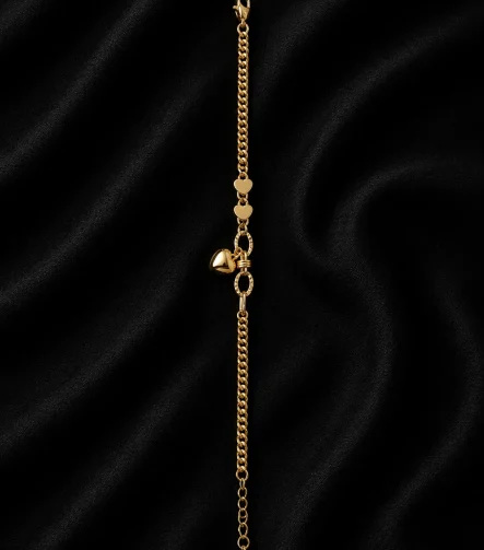 14K GOLD KAPLAMA SALLANTILI KALPLİ ORTASI DÜĞÜMLÜ ZİNCİR TASARIM LUXURY BİLEKLİK – FK14K0150-8189 - Ayş…