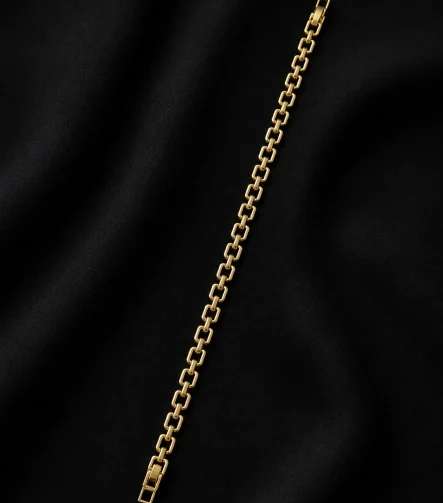 14K GOLD KAPLAMA BİTİŞİK KARE ZİNCİR TASARIM LUXURY BİLEKLİK – FK14K0150-8229 - Ayşe Kafkas Butik