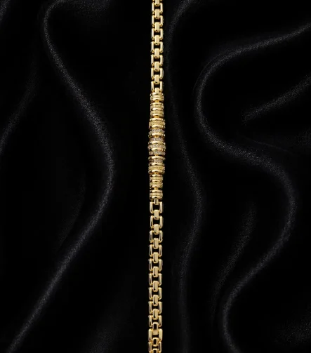 14K GOLD KAPLAMA ORTASI ZİRKONLU SİLİNDİR KENARLI KARE TASARIM LUXURY BİLEKLİK – FK14K0175-8254 - Ayşe…