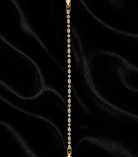 14K GOLD KAPLAMA YUVARLAK VE KARE TAŞLI SU YOLU TASARIM LUXURY BİLEKLİK – FK14K0200-8089 - Ayşe Kafkas…