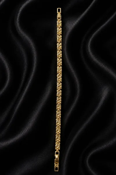 14K GOLD KAPLAMA KABARTMALI ÇİÇEK TASARIM LUXURY BİLEKLİK – FK14K0200-8116 - Ayşe Kafkas Butik