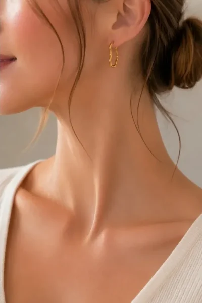 GOLD KALP KÜÇÜK BOY HALKA ÇELİK KÜPE – FKÇLK0035-10230 - Ayşe Kafkas Butik