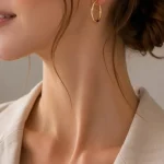 GOLD DÜZ BÜYÜK BOY HALKA ÇELİK KÜPE – FKÇLK0035-10252 - Ayşe Kafkas Butik