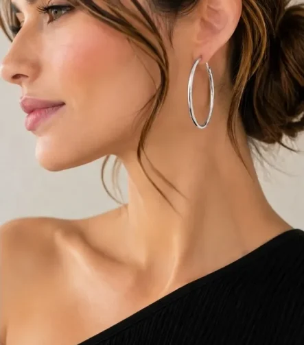 SİLVER KALIN BORU BÜYÜK BOY HALKA ÇELİK KÜPE – FKÇLK0035-10283 - Ayşe Kafkas Butik