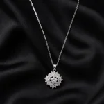 SİLVER ORTASI KARE TEKTAŞ KRİSTAL TAŞLI YAPRAK TASARIM ÇELİK KOLYE – FKÇLK0065-4825 - Ayşe Kafkas Butik
