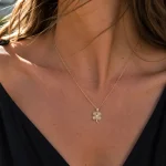 GOLD MAT TAŞLI SAPLI YONCA TASARIM ÇELİK KOLYE – FKÇLK0065-4896 - Ayşe Kafkas Butik