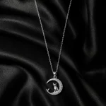 SİLVER ZİRKON TAŞLI AYDA OTURAN KEDİ TASARIM ÇELİK KOLYE – FKÇLK0065-4909 - Ayşe Kafkas Butik