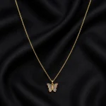 GOLD RENKLİ DALGALI KANATLI KELEBEK TASARIM ÇELİK KOLYE – FKÇLK0065-4928 - Ayşe Kafkas Butik
