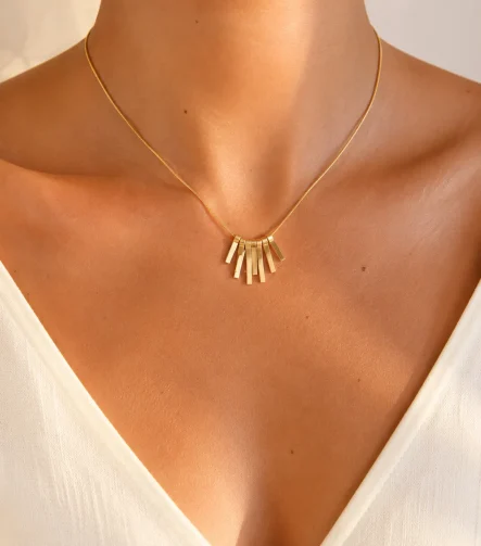 GOLD SEVEN LİNES ÇELİK KOLYE – FKÇLK0080-1301 - Ayşe Kafkas Butik