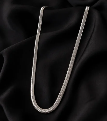 SİLVER BALIK SIRTI ÇELİK KOLYE 45CM – FKÇLK0087-2388 - Ayşe Kafkas Butik