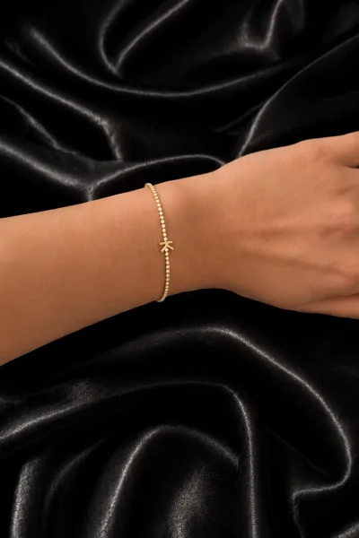 GOLD MUHTELİF ZİRKON TAŞ DETAYLI HARF BİLEKLİK/STOK GİRİLMESİN – FKÇLK0100-5551-GOLD - Ayşe Kafkas Butik