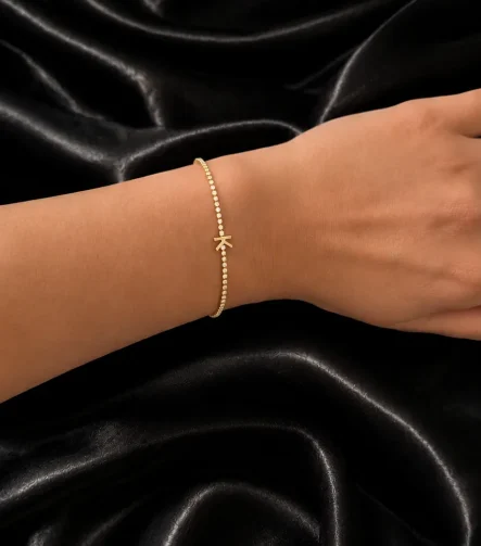 GOLD MUHTELİF ZİRKON TAŞ DETAYLI HARF BİLEKLİK/STOK GİRİLMESİN – FKÇLK0100-5551-GOLD - Ayşe Kafkas Butik