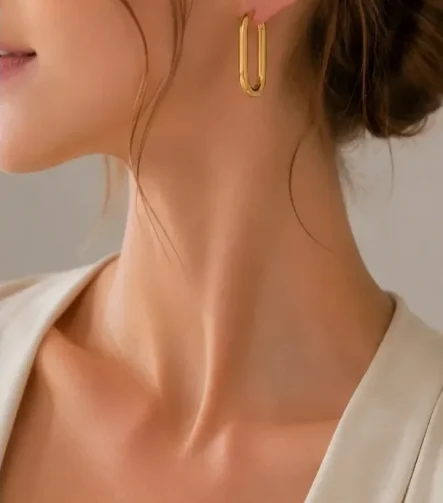 GOLD ATAÇ BÜYÜK BOY HALKA ÇELİK KÜPE – FKEÇLK0035-10240 - Ayşe Kafkas Butik
