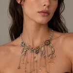 Retro Gold Güneş Ay Ve Yıldız Charm Sallantılı Bijuteri Kolye – FKMNGO00500-Silver - Ayşe Kafkas Butik