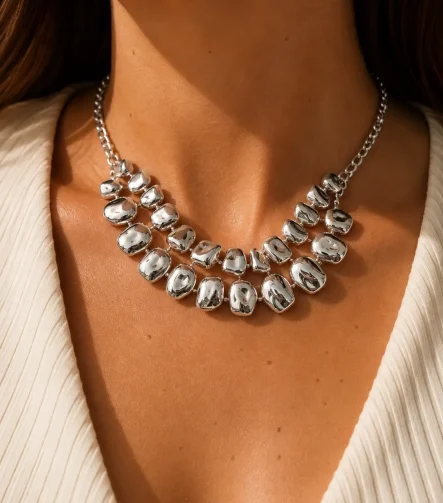 MANGO MODEL SİLVER TASARIM KOLYE – FKMNGO0450-MHTLF-SILVER - Ayşe Kafkas Butik