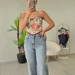 PAÇA LAZER KESİM YÜKSEK BEL DENİM PANTOLON - 1029-R214