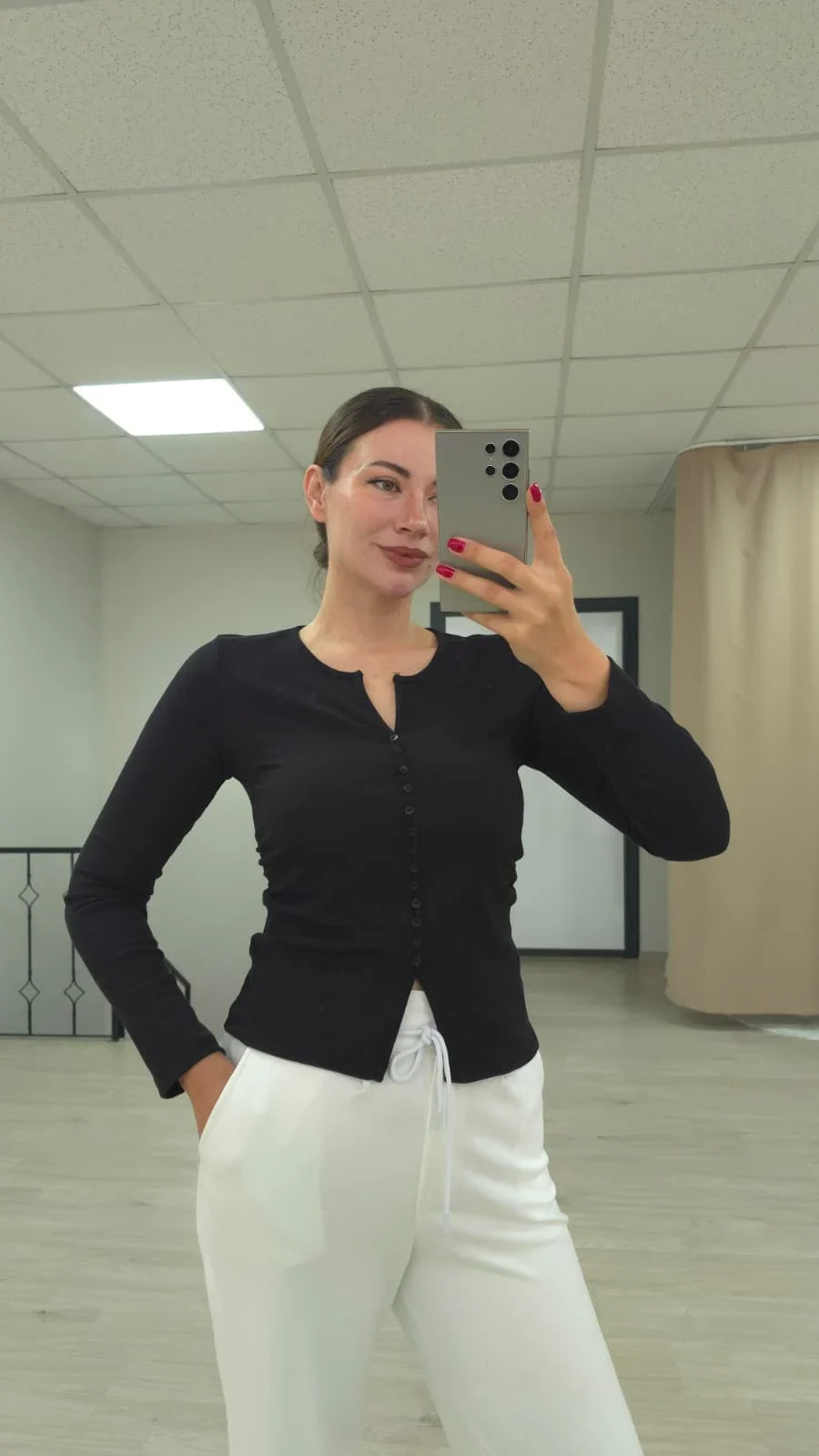 Kaşkorse pamuk dokulu V yaka body